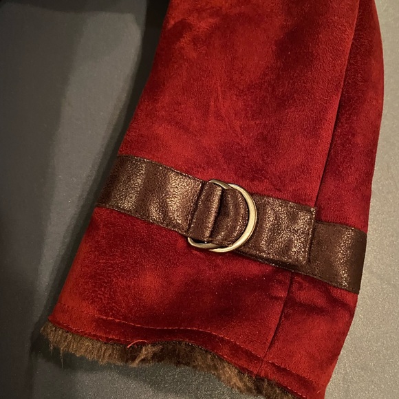123 Paris Faux Fur/Suede Coat Burgundy 42/L - Picture 7 of 16